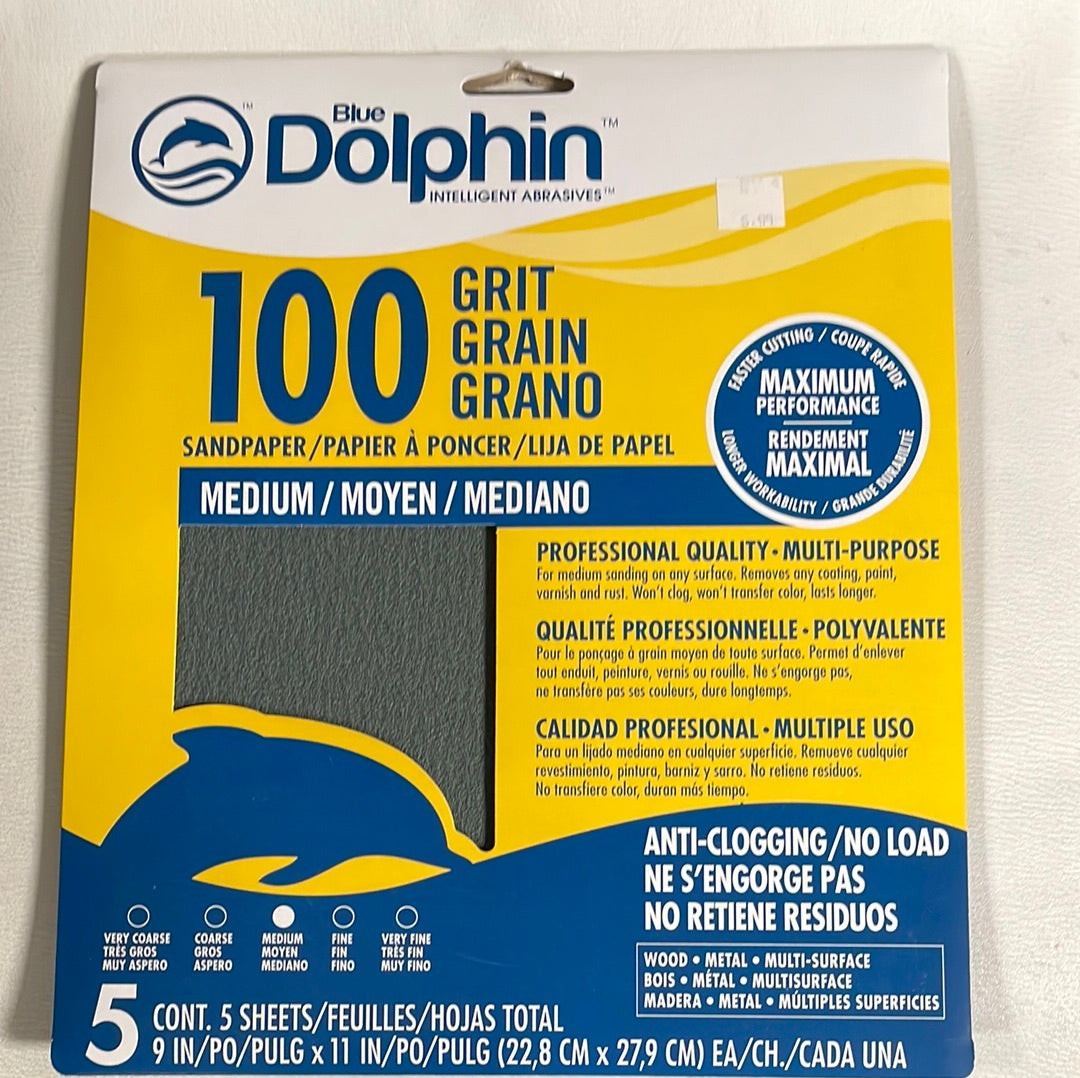 Blue Dolphin Intelligent Abrasives - 5 sheets 9"x11" - 100 Grit