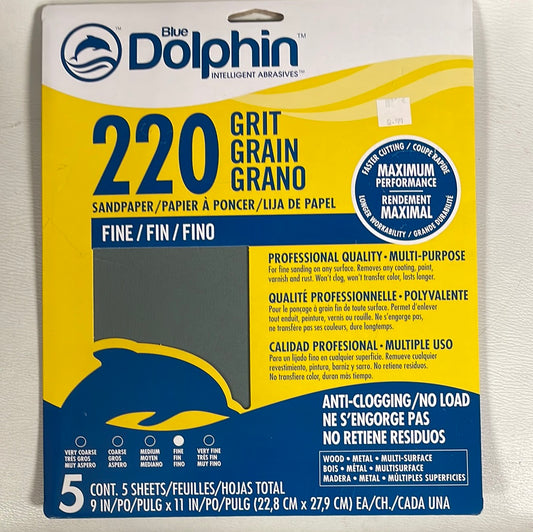 Blue Dolphin Intelligent Abrasives - 5 sheets 9"x11" - 220 Grit